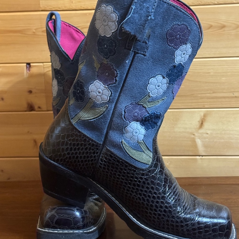 Ariat Women's Floral Fat Baby/Doll Baby Squares Toe Cowboy Western Boots - Picture 6 of 9